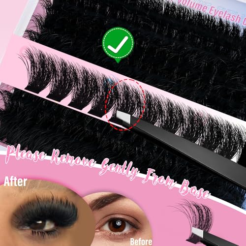 Lash Clusters Eyelash Extensions 280D Individual Eyelashes 14-25mm DIY Lashes Extension Mega Volume False Eyelashes by BEFACL(Dramatic)