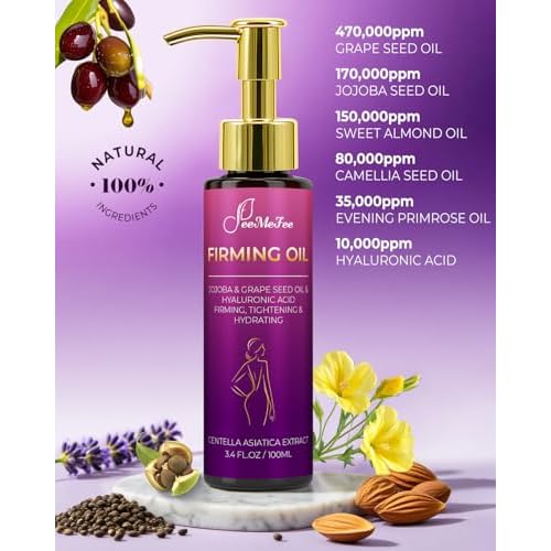 Body Firming Oil, 3.4 FL OZ Body Oil After Shower ? With 790,000ppm Tightening Oil(Grape Seed Jojoba Sweet Almond) &10,000ppm Hyaluronic Acid ? Fast-Absorbing For Hydrating Full Body, Lavender