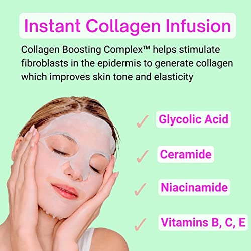 Exfoliating Face Masks (10-Pack) Korean Skincare Infused with Exfoliating Collagen, AHA, Glycolic Acid, BHA, Niacinamide & Ceramide - Revitalizing Solution for Smooth, Radiant Skin