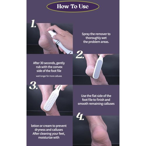 Julioly Foot Callus Remover Home Care Set – Professional Stainless Foot File & Scrubber, Exfoliating Serum for Smooth Skin, Effective on Wet and Dry Feet