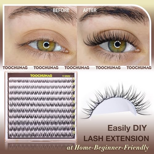 Fairy Lash Clusters 9-12mm Wispy Eyelash Clusters 160pcs Natural Cluster Eyelash Extensions CC Curve Individual Lashes Natural Look Short Thin Band Eyelashes Clusters by TOOCHUNAG