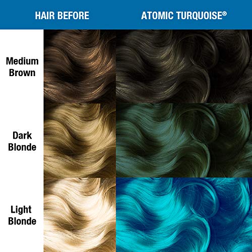 MANIC PANIC Classic Atomic Turquoise Semi Permanent Hair Color - Neon Aqua Blue Hair Dye for Women & Men That Lasts 4-6 Weeks - Vegan, Ammonia & Cruelty-Free - Create & Mix Custom Shades (8oz)