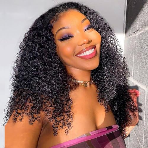 Half Wig Human Hair 20 Inch Water Wave Half Wig 3 in 1 Glueless Wigs 200 Density Wear and Go Wigs Seamless Flip Over with Drawstring Beginner Friendly Curly Wig Headband Wig for Women