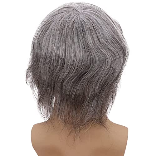 Men¡¯s Toupee Soft Thin Skin 0.06mm PU 10x8inch Hair Replacement for Men's Hairpiece 100% European Human Hair Pieces for Man 1B Black Color Mixed 70% Grey Hair