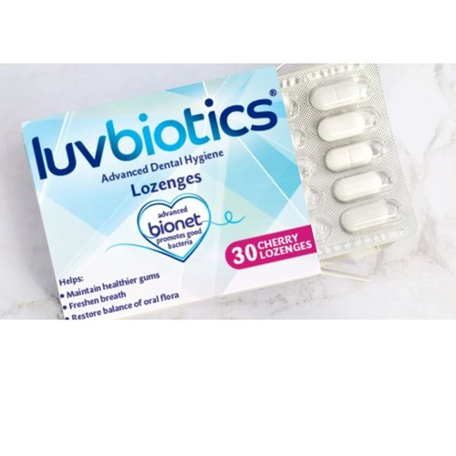 Luv Biotics Cherry Lozenges with Probiotics & Xylitol Promotes Healthy Oral Microbiome for Healthy Gums, Fresh Breath & Cavity Protection. No Artificial Colours/preservatives. 3 Pack of 30's