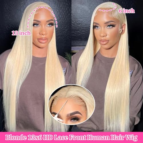 26Inch 613 Lace Front Wig Human Hair 180 Density 13x6 Lace Front Wigs Human Hiar For Women Pre Plucked With Baby Hair