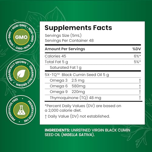 Amazing Herbs Premium Black Seed Oil - Cold Pressed Nigella Sativa Aids in Digestive Health, Immune Support, Brain Function, Joint Mobility, Gluten Free, Non GMO - 32 Fl Oz