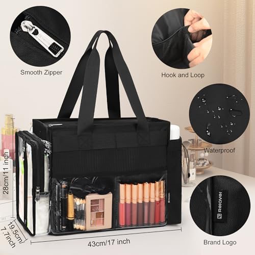 TANTO Travel Makeup Bag Extra Large Makeup Artist Set Bag Cosmetic Organizer Bag Nurse Tote Bags Hair Stylist Travelling Duffle Bag Pro Cosmetic Case with Adjustable Dividers for Makeup Beauty Lover