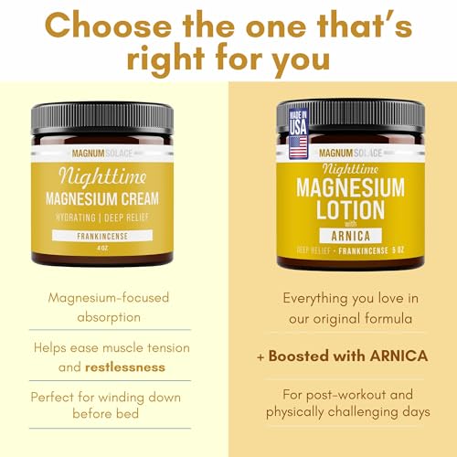 Nighttime Magnesium Lotion with Arnica ? Soothing Relief & Relaxation, Highly Concentrated Magnesium for Muscles & Joints ? Apply to Legs or Feet Before Bed ? Skin-Friendly