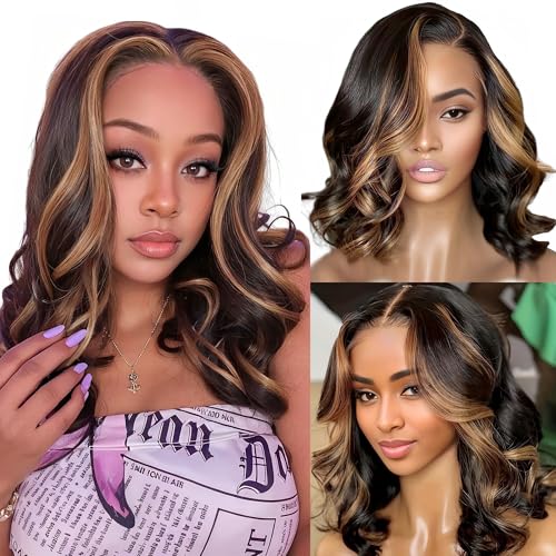 Lace Front Wigs Human Hair Wigs for Women Glueless Lace Frontal Wigs Human Hai.r Pre Plucked with Baby Hair (Ombre Highlight, FB/30 18 Inch)