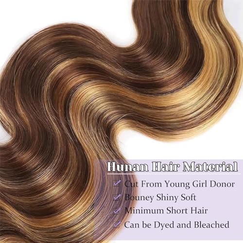 Highlight P4/27 Body Wave Bundles Human Hair 100% Unprocessed Raw Material Body Wave Human Hair Bundle For Quick Weave Double Weft Brown Honey Blonde Piano Color 20 22 24 Inch