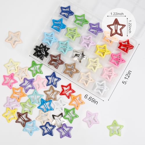 80Pcs Y2K Star Hair Clips - Colorful Metal Snap Hair Barrettes for Women Girls Non-Slip Cute Star Hair Accessories for Daily Party