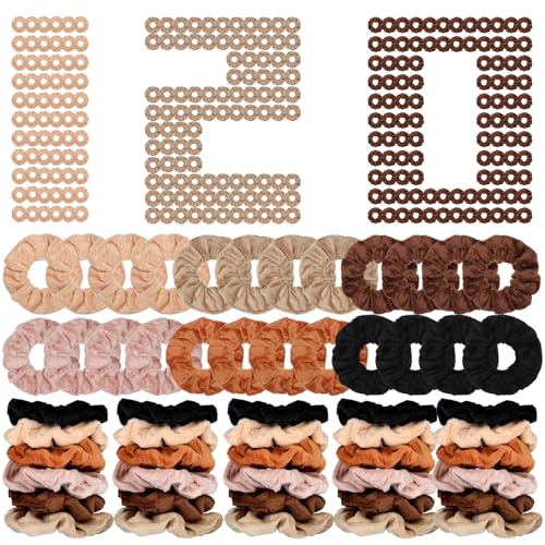 120 Pcs Velvet Scrunchies for Women Scrunchies Bulk Soft Elastic Scrunchy Hair Ties Cute Hairbands and Ponytail Holders Hair Accessories for Women(Brown Series)