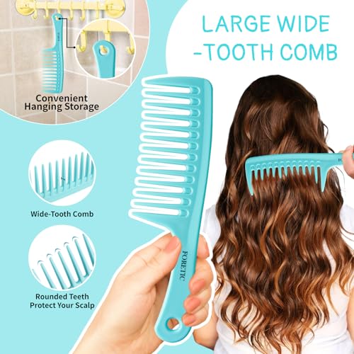 Hair Comb 3-in-1 Plastic Hair Comb Set For Women, Men - Wide Tooth, Rat Tail, and Regular Tooth Detangling Hair Combs for All Hair Types-Blue