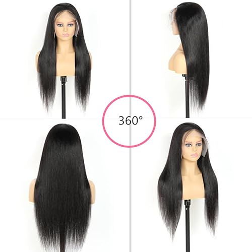 13x4 Straight Lace Front Wigs Human Hair Pre Plucked 180% Density 13x4 HD Transparent Frontal Wigs Human Hair Straight Wigs Human Hair Lace Front Wigs for Black Women with Baby Hair 22 Inch