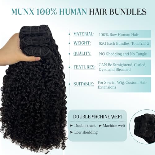 Human Hair Bundles 14 16 18 Inch 3 Bundles Unprocessed Messy Burmese Curly Raw Hair Extension Real Human Hair 15A Natural Color Water Wave Human Hair Weft Extensions Full Ends