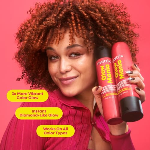 MATRIX Glow Mania Conditioner - Enhances Shine and Moisturizes, Preserves and Protects Color Vibrancy, For Dull and Color-Treated Hair, Sulfate-Free, With Glycolic Acid & Rosehip Oil