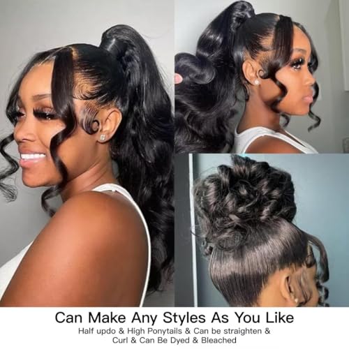 IWISH 220% Density Full 13x6 Body Wave Lace Frontal Wigs Human Hair Virgin Body Wave 20Inch 13x6 HD Transparent Lace Front Wigs 12A Brazilian Human Hair Pre Plucked With Baby Hair