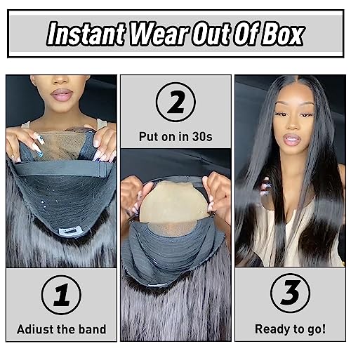 Wear and Go Kinky Curly Glueless Wig Human Hair, 6x4 Pre-Cut HD Lace Glueless Wigs Pre-Plucked, Transparent No Glue Lace Front Closure Wigs for Women 200% Density 26 inch