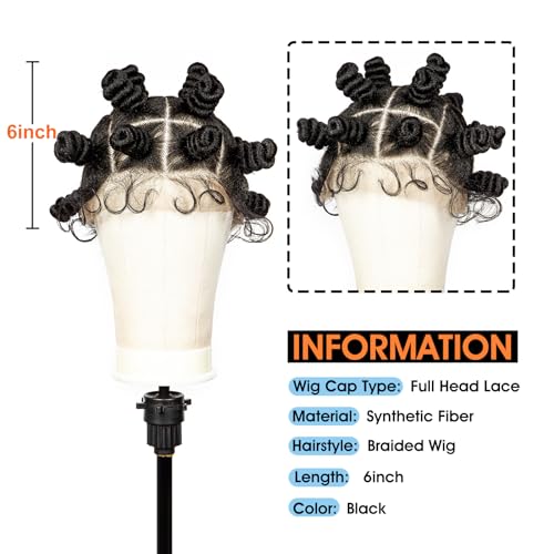 Bantu Knots Wig Braided Wigs for Black Women Transparent HD Full Lace Knotless Box Braided Wig Loc Wig Synthetic Lace Front Braided Wigs with Baby Hair Handmade Faux Locs Wig