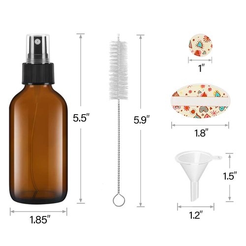 SHOWFULL 4 OZ Glass Spray Bottles, Amber Spray Containers with Fine Mist for Liquid Ingredients(15 Pack)