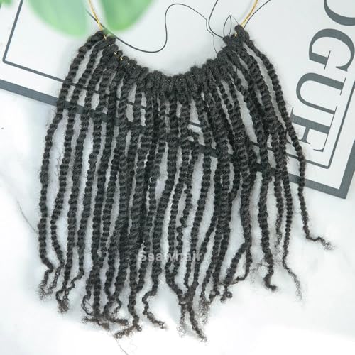 Pre-Twisted Crochet Human Hair Passion Twists With Curly Full Ends Micro Pre-Looped Reusable Mini Twist Braids Crochet Human Hair Extensions 2Packs/50Strands 14Inch