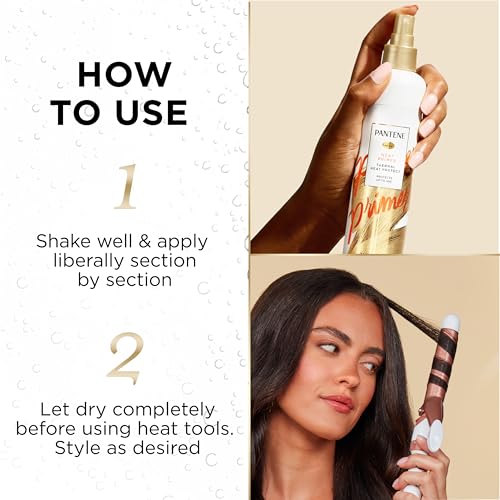 Pantene Pro-V Heat Protectant Spray, Thermal Heat Primer for Hair, Pack of 3, 21.6 oz total