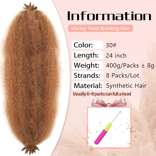 8 Packs Afro Twist Hair 24 Inch Springy Twist Hair For Soft Locs Marley Twist Braiding Hair Twist Extensions (30#£©