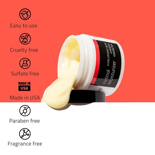YEOUTH Retinol Cream for Face, Retinol Face Moisturizer for Women and Men with Hyaluronic Acid and Green Tea, Night Moisturizer for a Smoother Appearance 2oz