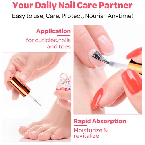 JIASHENG Cuticle Oil, Scented Cuticle Nail Oil Infused with Real Flowers, Hydrates, Moisturizes, Strengthens, Repairs, Revitalizing Cuticle Oils for Nails Damage Dry Cuticle, Rose, 15 ml /0.52 fl. oz