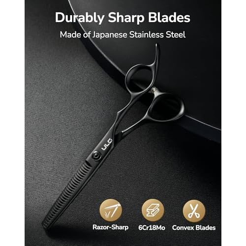 ULG Texturizing Shears ? Professional Stainless Steel, Ergonomic Offset Handles, Teflon Coated, Deer Tooth Blades for Precise Thinning and Layering, Ideal for Stylists and Barbers