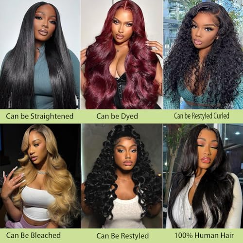 Human Hair Bundles 18 20 22 Inch 12A Body Wave Bundles Human Hair 100% Unprocessed Brazilian Virgin Hair 3 Bundles Double Weft Hair Extensions for Black Women Natural Black