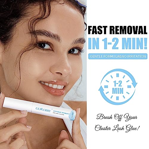 GEMERRY Lash Remover for Lash Extensions 5ml Eyelash Cluster Glue for Lash Clusters Self-Use Lash Extension Remover Gentle Mascara Wand Lash Glue Remover
