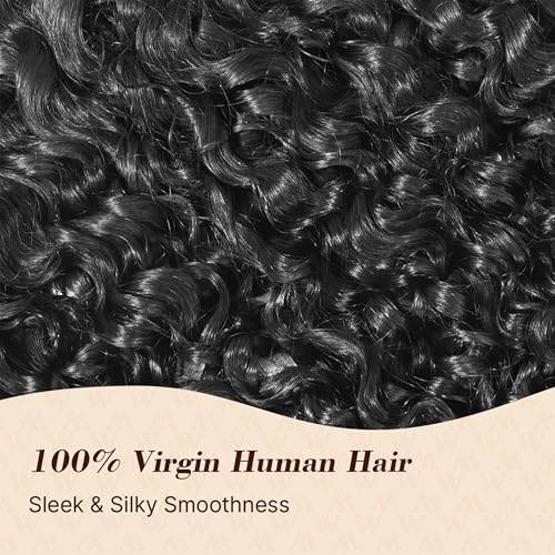 Deep Wave Bundles Human Hair 12 14 16 Inch Deep Curly Bundles 15A Grade 100% Unprocessed Brazilian Virgin Hair Wet and Wavy Bundles Double Weft Natural Black Color