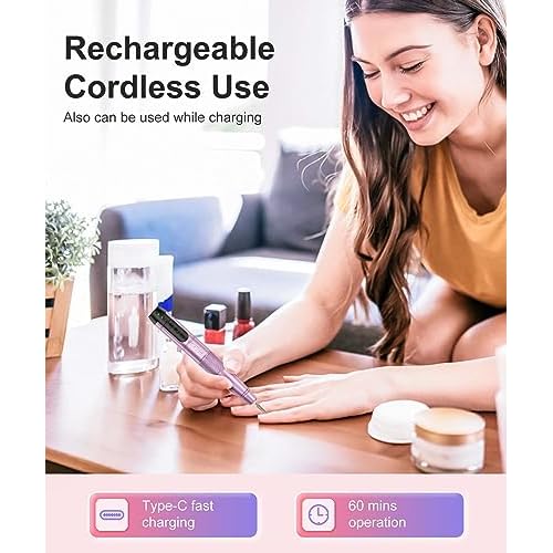 Electric Nail Drill Cordless, Electric Nail File Buffer Drill Machine for Natural Acrylic Gel Nails, Rechargeable Electric Manicure Pedicure Set