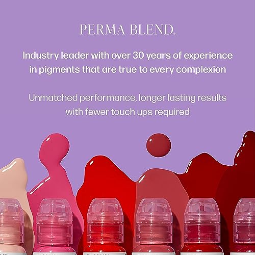 Perma Blend Lip Set - Pink Tattoo Ink Set for Permanent Makeup - Tattoo Supplies for Lip Blush Microblading - Includes Raspberry, Lush & Bazooka Pink Tattoo Ink Pigment - Vegan (0.5 oz Each)