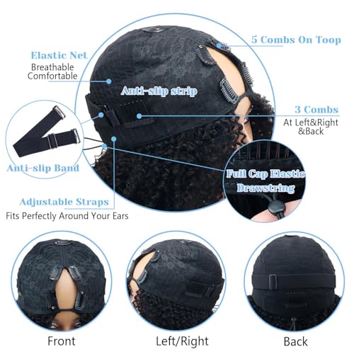 Kinky Straight V Part Wig Human Hair Upgrade Glueless Wigs 100% Real Human Hair U part Half Wigs With Clip in V Part Wig Glueless With Drawstring Kinky Straight Human Hair Beginner Friendly 20 Inch