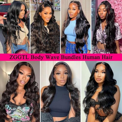Body Wave Bundles Human Hair 16 18 20 22Inch 100% Human Hair Quick Weave Bundles for Women Natural Black