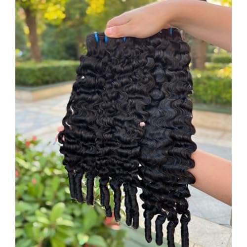 Lemoda Burmese Curly Bundles Human Hair 18 18 18 Inch 100% Unprocessed Virgin Weave 3 Bundles Real Human Hair Extensions 14A Raw Burmese Curly Human Hair Bundles for Black Women Natural Black