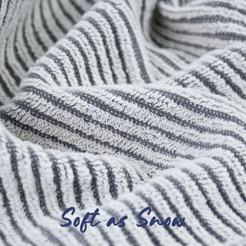 Cleanbear Wash Cloths for Showering, 12 Washcloths with Stylish Jacquard Weaved Design, Cotton Washcloth Set, 13 x 13 Inches, Gray