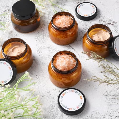 32 Pack 8 oz Plastic Sugar Scrub Containers with Lids, Body Butter Jars Amber Empty Refillable Round Cosmetic Containers for Creams,Lotions,Candy,Bath Salt,Gel