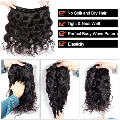12A Human Hair Bundles 20 22 24 26 Inch Body Wave Bundles Human Hair Unprocessed Brazilian Quick Weave Hair 4 Bundles for Women Natural Color