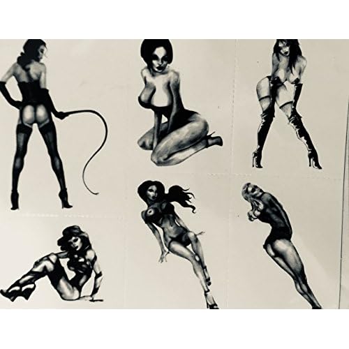 3 inches most except whip pinup 4 1/2¡± Black Henna style retro Pinup Girls 6 on sheets sexy tramp stamps long lasting