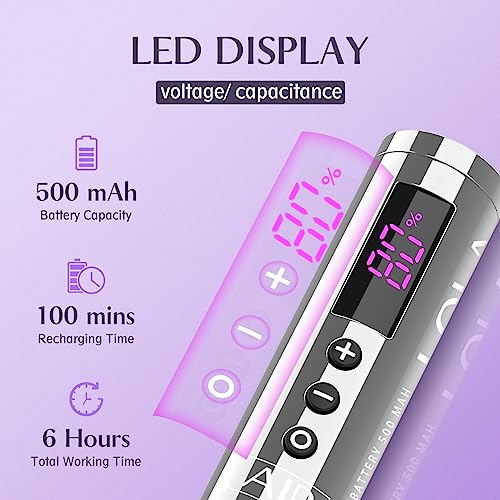 EZ Tattoo Kit - Tattoo Machine Kit Complete with Permanent Makeup Tattoo Machine Pen with 3Pcs Battery Power for Tattoo Beginners and Women Artists (Lola Air Pink Gradient)