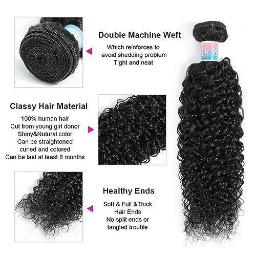 Kinky Curly Bundles Human Hair Curly Weave Brazilian Virgin Hair Full Head Natural Black Curly Hair Bundles Can Be Dyed 3 Bundles Human Hair Total 300g 18 20 22 Inch