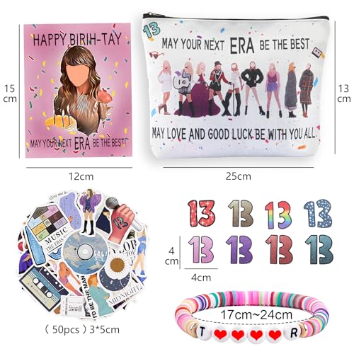 Singers Merch Makeup Bag, Music Loves Gifts Set Including 1 Makeup Bag, 1 Bracelets 1 Card 50Pcs Stickers, 8 Temporary Tattoos, Best Gifts for Girls Women and Music Fans