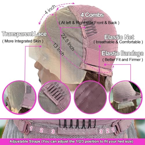 Long 32 Inch Silver Grey Lace Front Wigs Human Hair 13x4 Straight Grey HD Transparent Lace Front Wig Human Hair Wear and Go Glueless Wig Pre Plucked with Babyhair Hd Lace Frontal Wigs For Black Women