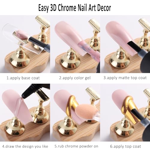 3D Sculpting Gel for Nail Art, 2PCS 10g Clear 3D Gel Liner Polish Carving Modeling Gels for Nail Design, 5D Embossed Candy Gels with Gold Silver Chrome Powder Kit