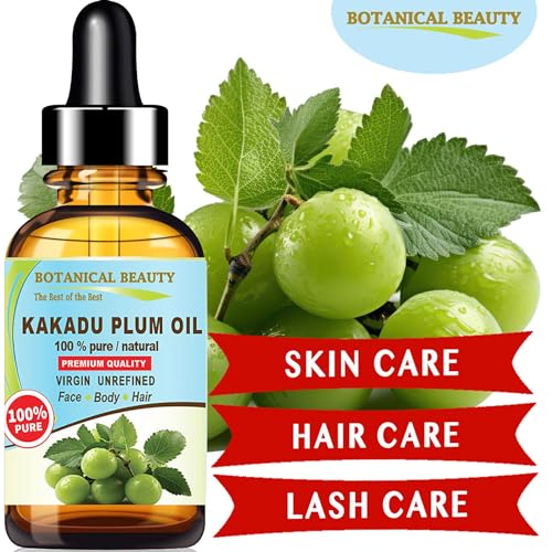 Botanical Beauty Australian KAKADU PLUM OIL 100% Pure Natural Virgin Unrefined Cold-pressed carrier oil 1 Fl oz 30 ml For Face, Skin, Body, Hair, Lip, Nails