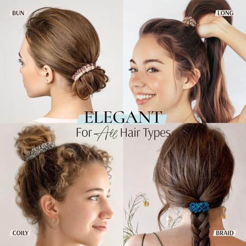 Zenssia Silk Scrunchies for Hair, 4PC Pure Mulberry Silk Hair Ties No Damage, Skinny Elastic Scrunchies for Fine & Thin Hair, Black